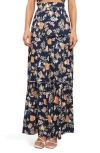 Petal And Pup Petal & Pup Deaville Floral Tiered Maxi Skirt In Blue