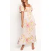 Petal And Pup Petal & Pup Delaney Floral Puff Sleeve Maxi Dress In Neutral