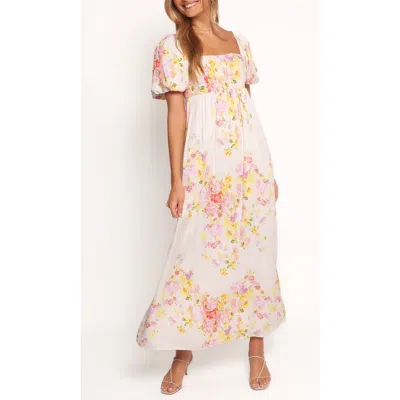 Petal And Pup Petal & Pup Delaney Floral Puff Sleeve Maxi Dress In Neutral