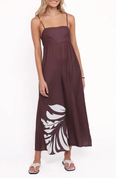 Petal And Pup Petal & Pup Delfina Sleeveless Wide Leg Linen Blend Jumpsuit In Brown