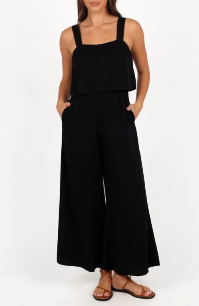 Petal And Pup Petal & Pup Delia Popover Sleeveless Wide Leg Jumpsuit In Black