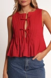 Petal And Pup Petal & Pup Delia Tie Front Pleat Tank In Red