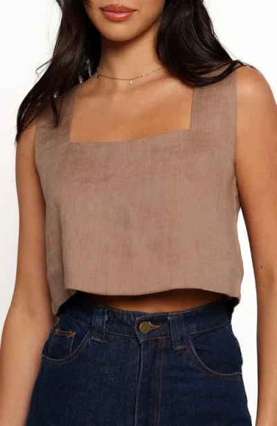 Petal And Pup Petal & Pup Devlin Linen Crop Tank In Mocha