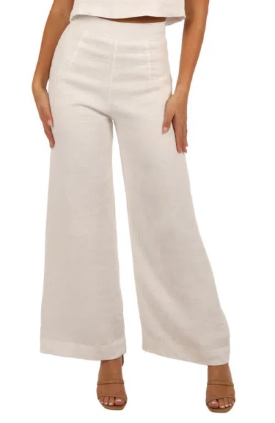 Petal And Pup Petal & Pup Devlin Linen Wide Leg Pants In Cloud White