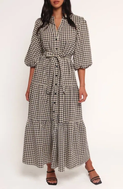 Petal And Pup Petal & Pup Dixon Gingham Cotton Blend Button-up Maxi Dress In Multi