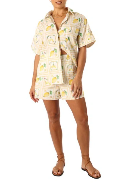 Petal And Pup Petal & Pup Domenica Cotton Button-up Shirt & Shorts Set In Yellow
