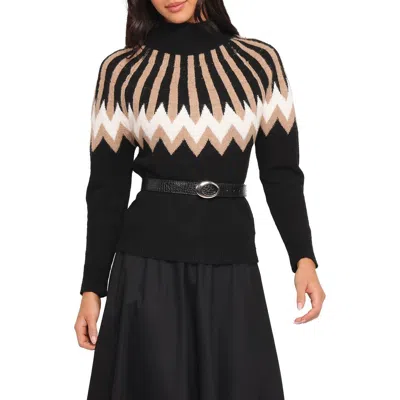 Petal And Pup Petal & Pup Donner Fair Isle Mock Neck Sweater In Black