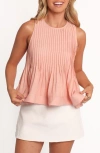 Petal And Pup Petal & Pup Doria Pintuck Pleat Cotton Blend Tank In Neutral