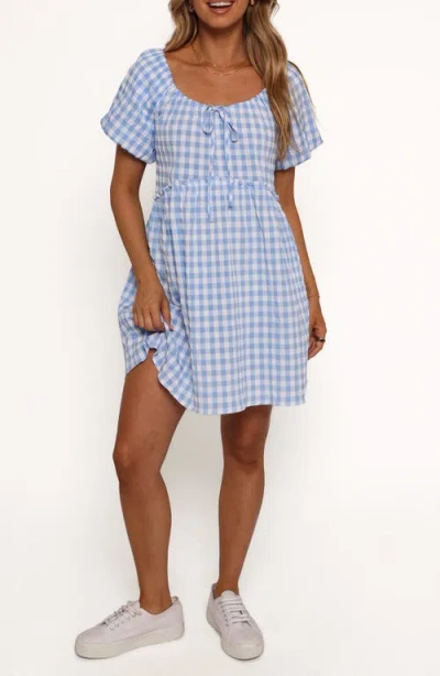 Petal And Pup Petal & Pup Dorthea Gingham Cotton Blend Minidress In Blue