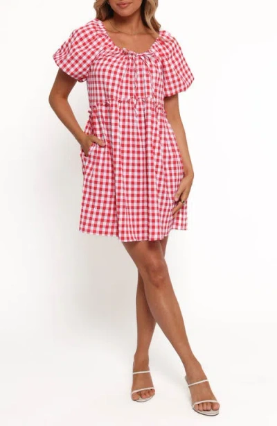 Petal And Pup Petal & Pup Dorthea Gingham Cotton Blend Minidress In Red