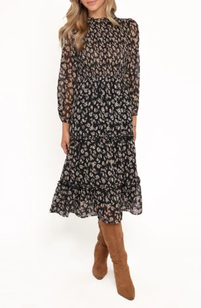 Petal And Pup Petal & Pup Edwina Floral Print Long Sleeve Dress In Black