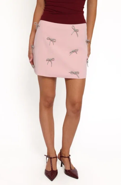 Petal And Pup Petal & Pup Effie Rhinestone Bow Miniskirt In Pink
