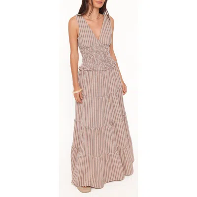 Petal And Pup Petal & Pup Eirlys Smocked Tank & Tiered Maxi Skirt Set In Brown
