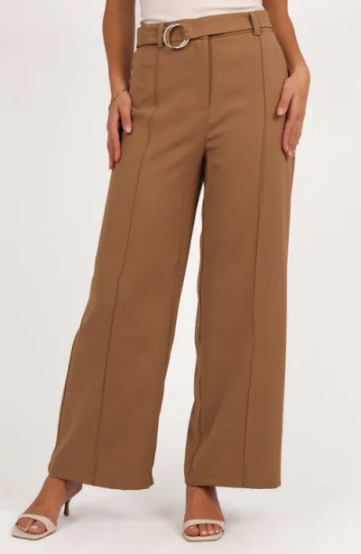 Petal And Pup Petal & Pup Elaine O-ring Belted Wide Leg Pants In Brown