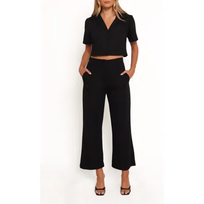 Petal And Pup Petal & Pup Element Short Sleeve Crop Shirt & Flare Leg Pants Set In Black
