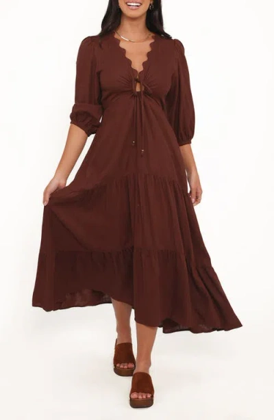 Petal And Pup Petal & Pup Eleonara Midi Dress In Burgundy