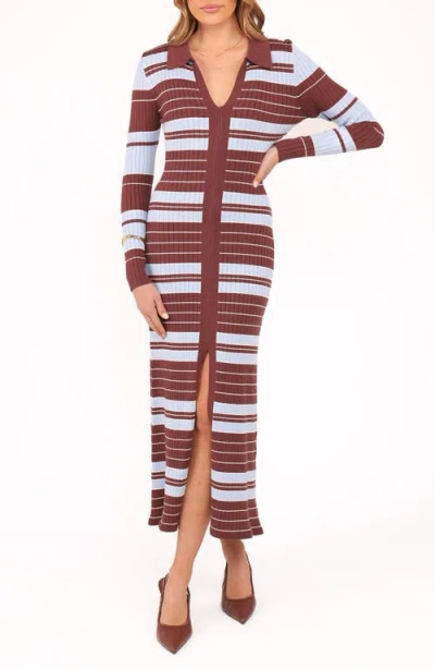 Petal And Pup Petal & Pup Eliana Stripe Long Sleeve Rib Maxi Dress In Multi