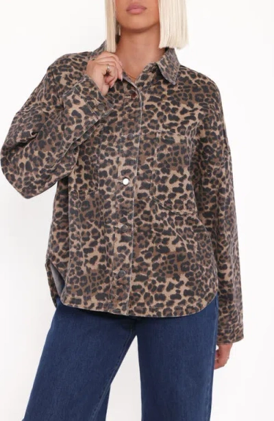 Petal And Pup Petal & Pup Elias Leopard Print Denim Jacket In Brown