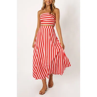 Petal And Pup Petal & Pup Elijah Stripe Tube Top & Maxi Skirt Set In Red
