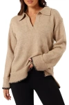 Petal And Pup Petal & Pup Elise Blanket Stitch Johnny Collar Sweater In Nude