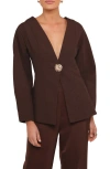 Petal And Pup Petal & Pup Elke Collarless Jacket In Brown