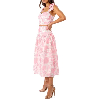 Petal And Pup Petal & Pup Elle Floral Top & Midi Skirt Set In Pink