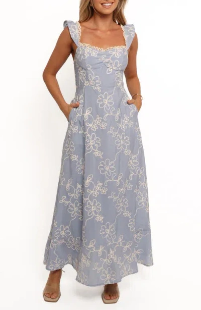 Petal And Pup Petal & Pup Ellise Lace Trim Soutache Midi Sundress In Blue