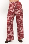 Petal And Pup Petal & Pup Elysia Floral Print Wide-leg Pants In Burgundy