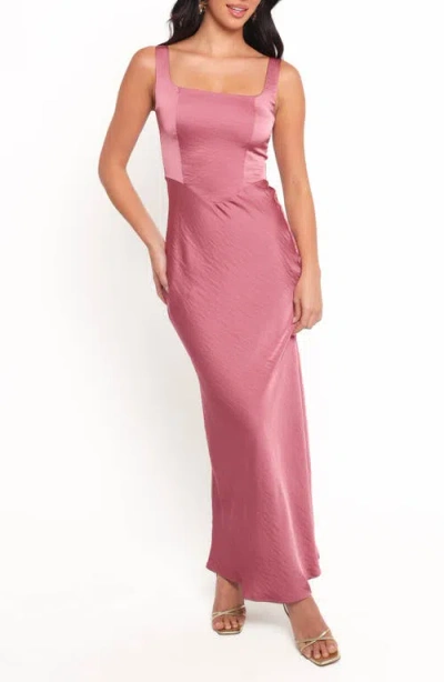 Petal And Pup Petal & Pup Emile Sleeveless Hammered Satin Maxi Dress In Pink