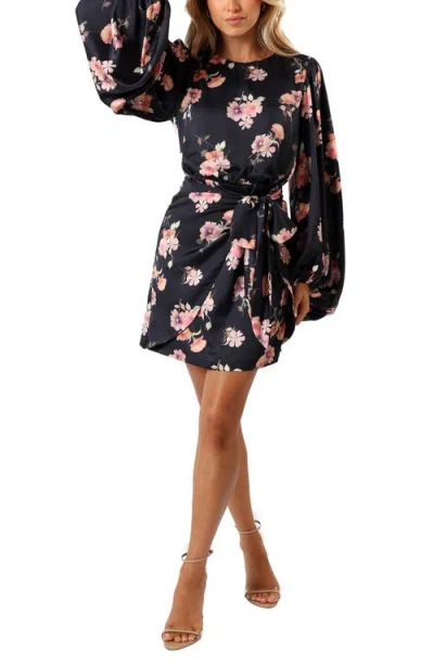 Petal And Pup Petal & Pup Emillia Floral Print Long Sleeve Minidress In Black