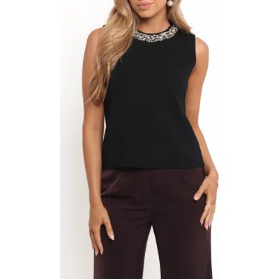 Petal And Pup Petal & Pup Emma Embellished Rib Tank In Black