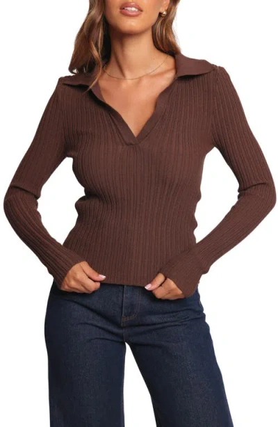 Petal And Pup Petal & Pup Emmerson Rib Collared Sweater In Brown
