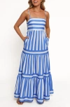 Petal And Pup Petal & Pup Emry Stripe Tiered Maxi Dress In Blue