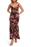 Petal And Pup Petal & Pup Enya Floral Print Chiffon Maxi Dress In Brown