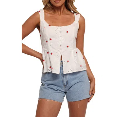 Petal And Pup Petal & Pup Estelle Floral Eyelet Embroidered Cotton Tank In White