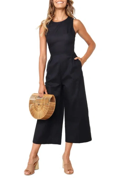 Petal And Pup Petal & Pup Ester Sleeveless Crop Wide Leg Jumpsuit In Black