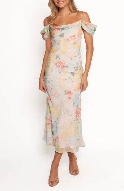 Petal And Pup Petal & Pup Esther Floral Cold Shoulder Midi Dress In Multi