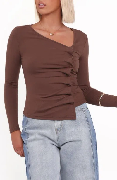 Petal And Pup Petal & Pup Ethel Asymmetric Knit Top In Brown