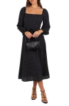 Petal And Pup Petal & Pup Ettie Polka Dot Long Sleeve Midi Dress In Black