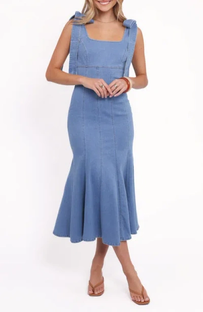 Petal And Pup Petal & Pup Eugenia Tie Strap Denim Midi Dress In Blue