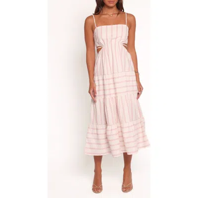 Petal And Pup Petal & Pup Evelin Stripe Cutout Midi Dress In Pink