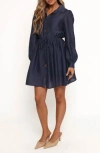 Petal And Pup Petal & Pup Everett Long Sleeve Minidress In Blue