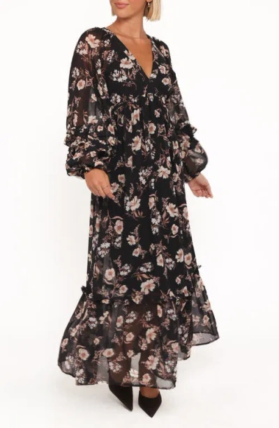 Petal And Pup Petal & Pup Evian Floral Long Sleeve Maxi Dress In Black