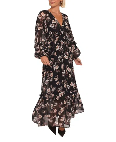 Petal And Pup Evian Long Sleeve Maxi Dress In Multi