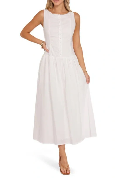 Petal And Pup Petal & Pup Evie Cotton & Linen Buttoned Maxi Dress In White