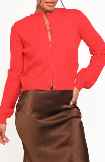 Petal And Pup Petal & Pup Fauna Tonal Stitch Cardigan In Red