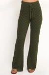 Petal And Pup Petal & Pup Fefe Textured Open Knit Cotton Drawstring Pants In Green