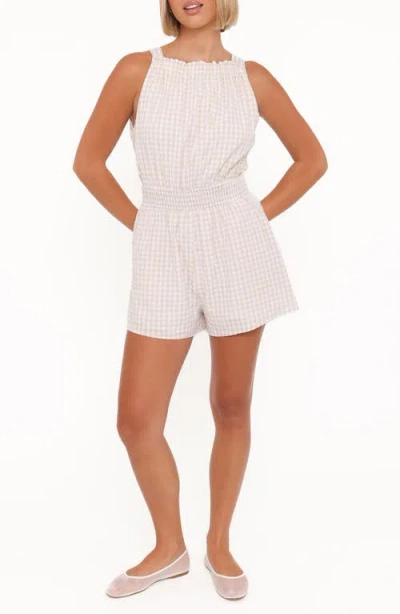 Petal And Pup Petal & Pup Felicity Gingham Romper In Neutral