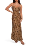 Petal And Pup Petal & Pup Fia Floral Print Chiffon Maxi Dress In Brown