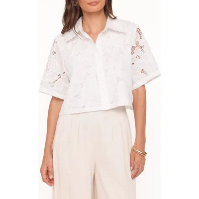 Petal And Pup Petal & Pup Fidelma Floral Cutwork Embroidery Button-up Shirt In White